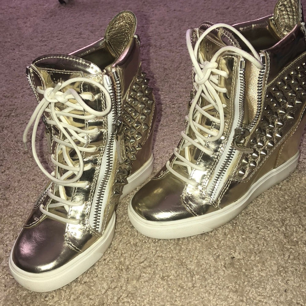 Giuseppe Zanotti Wedge Sneakers Metallic Gold